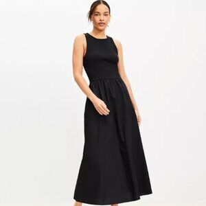 NWT Loft Poplin Mixed Media Midi Pocket Dress
